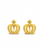 916 Gold Earrings Bead Royal Crown