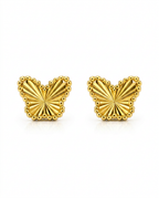 916 Gold Earrings Butterfly Carved F
