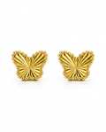 916 Gold Earrings Butterfly Carved F