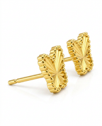 916 Gold Earrings Butterfly Carved F