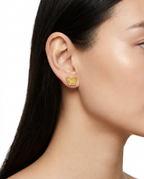 916 Gold Earrings Butterfly Carved F