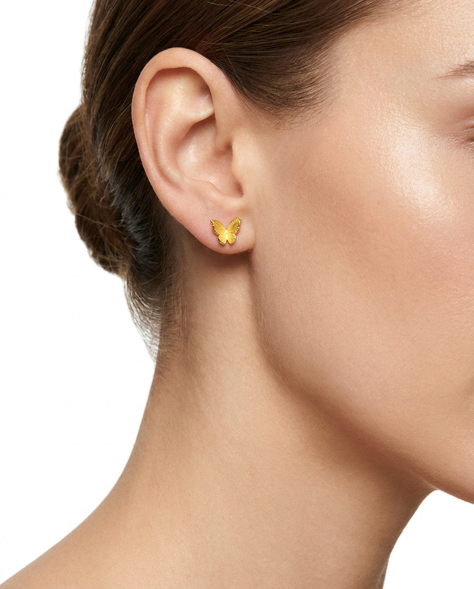 916 Gold Earrings Butterfly