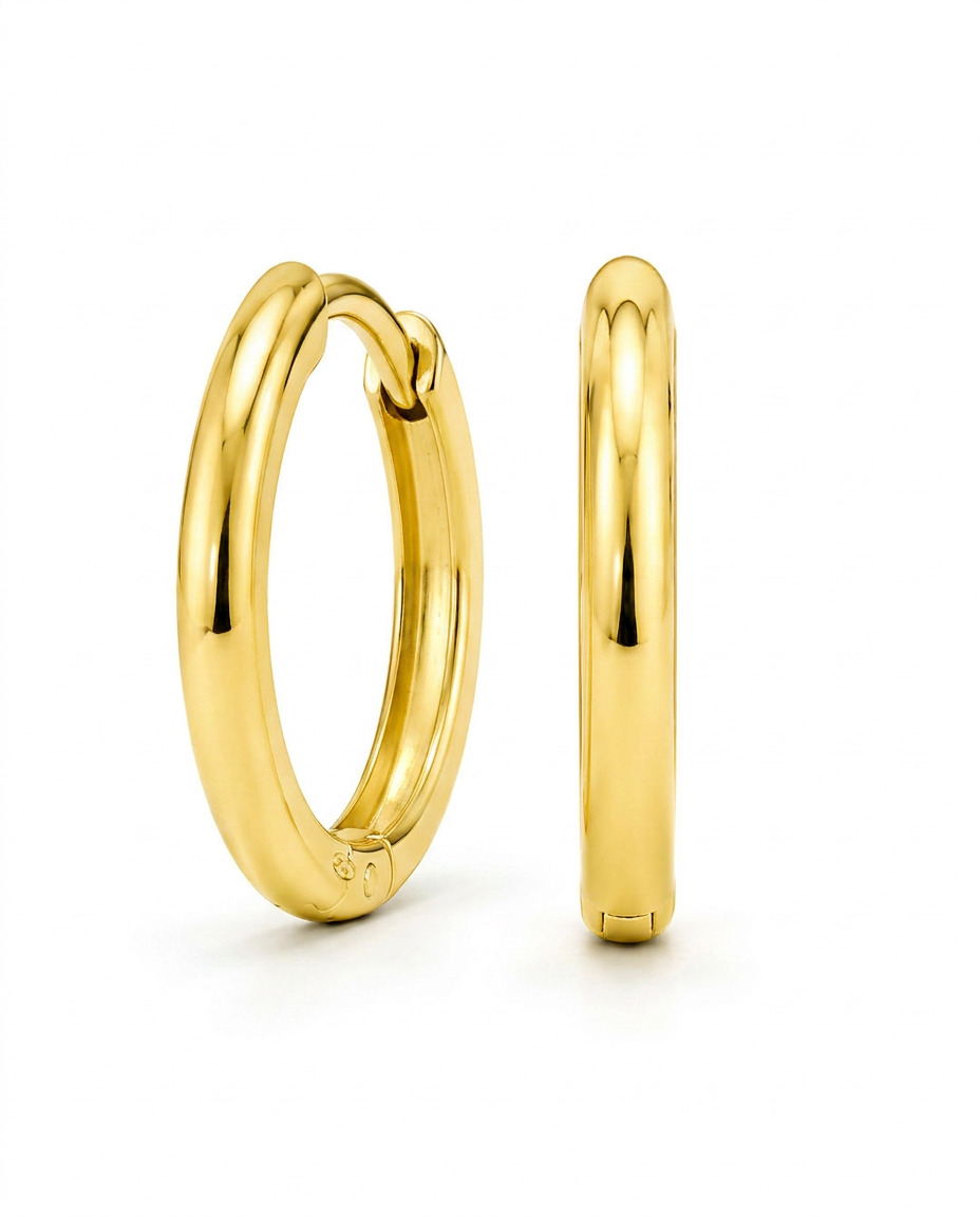 916 Gold Earrings Classic Italy Oval S