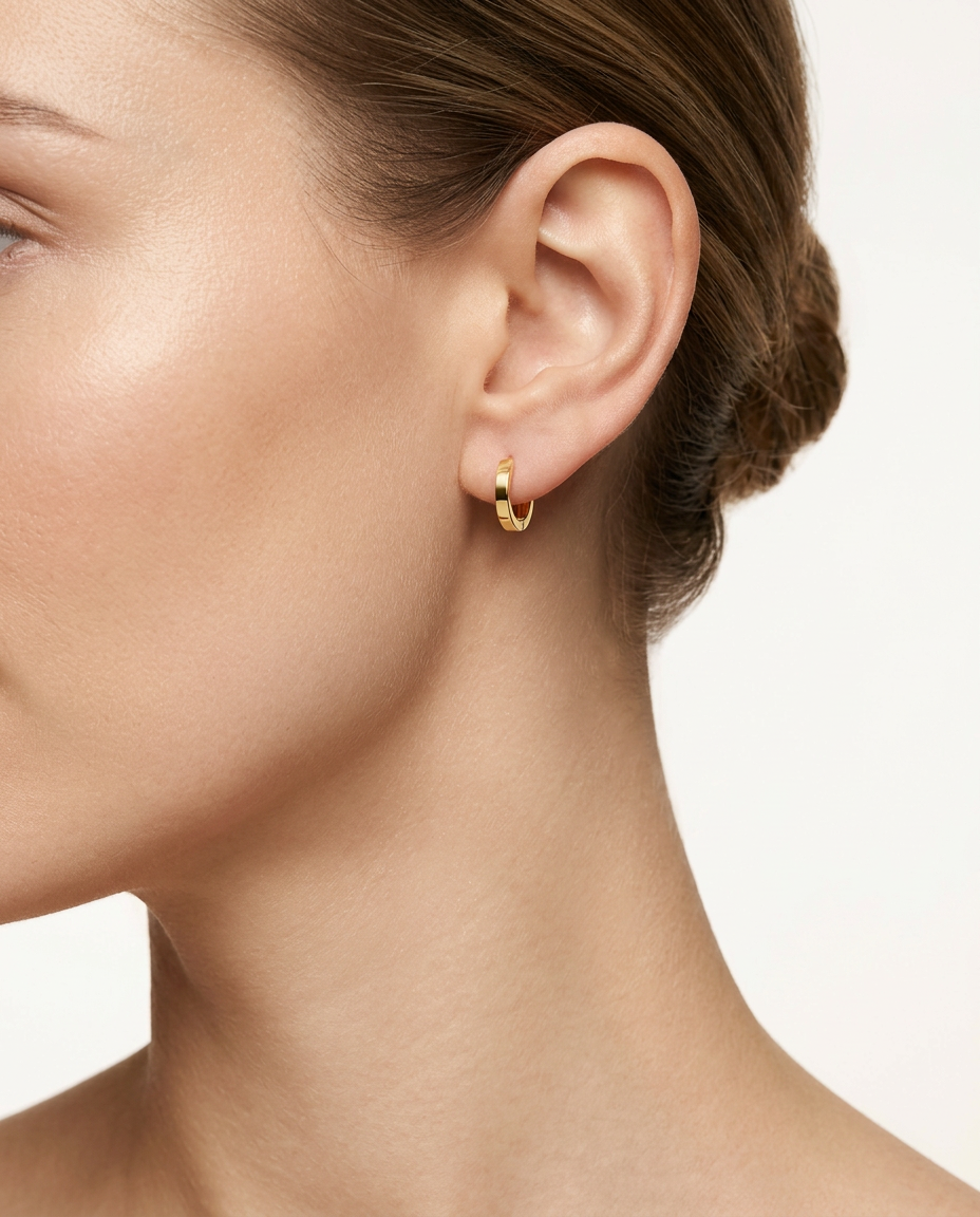 916 Gold Earrings Classic Italy Oval