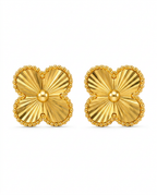 916 Gold Earrings Clover Carved D