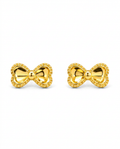 916 Gold Earrings Double Ribbon Knot