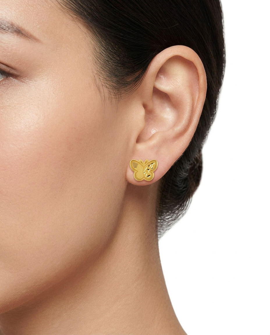 916 Gold Earrings Dual Glacier Butterfly