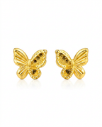 916 Gold Earrings Dual Glitter Butterfly
