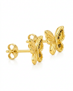 916 Gold Earrings Dual Glitter Butterfly