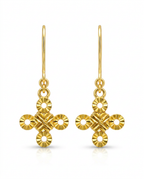 916 Gold Earrings Fortune Knot Dangle
