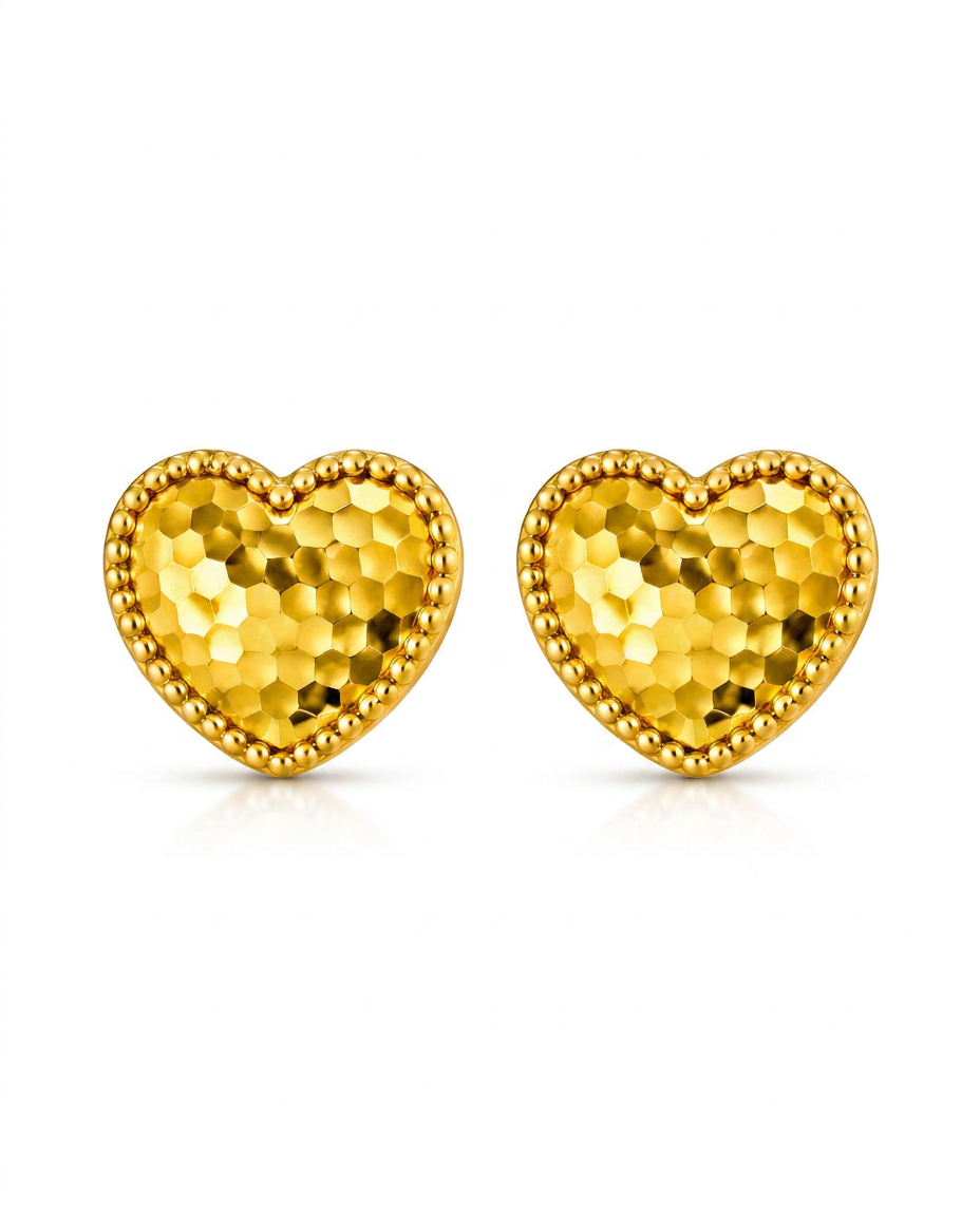 916 Gold Earrings Glitter Heart