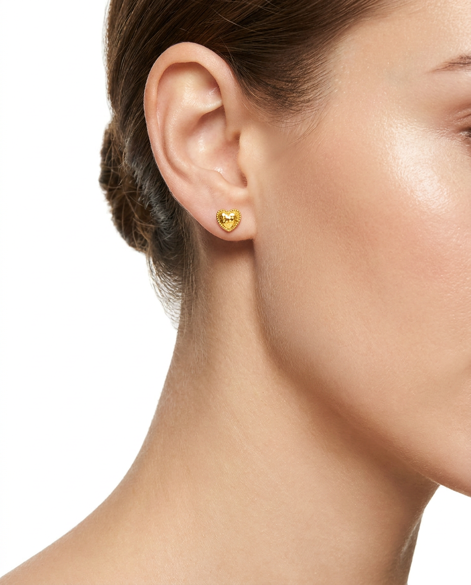 916 Gold Earrings Glitter Heart