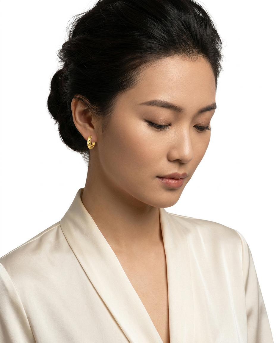 916 Gold Earrings Glitter Hoops
