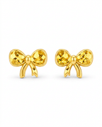 916 Gold Earrings Glitter Ribbon Knot