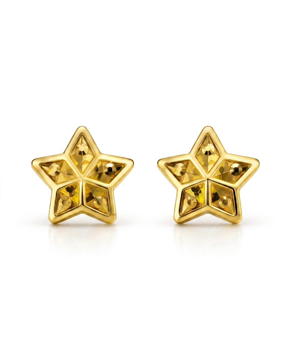 916 Gold Earrings Glitter Star