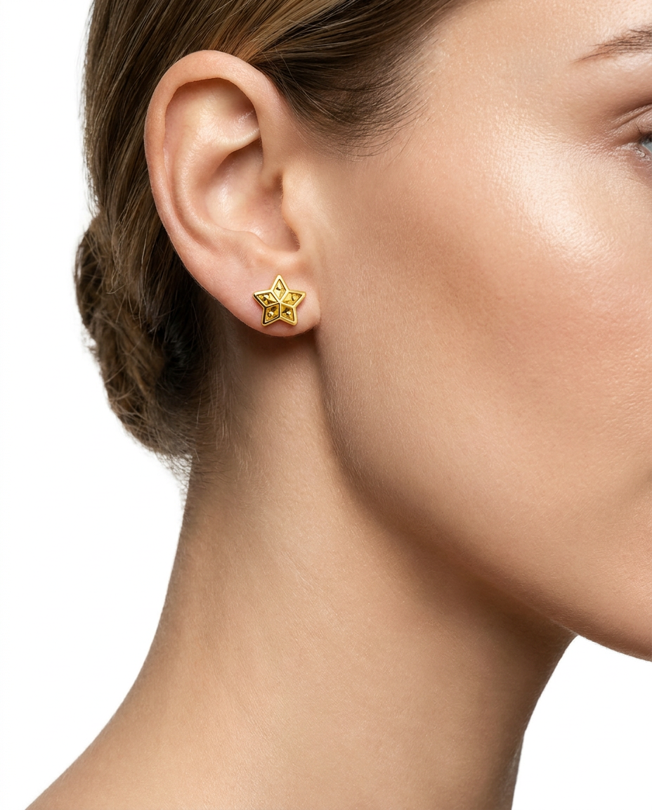 916 Gold Earrings Glitter Star