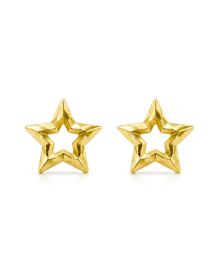 916 Gold Earrings Hollow Star