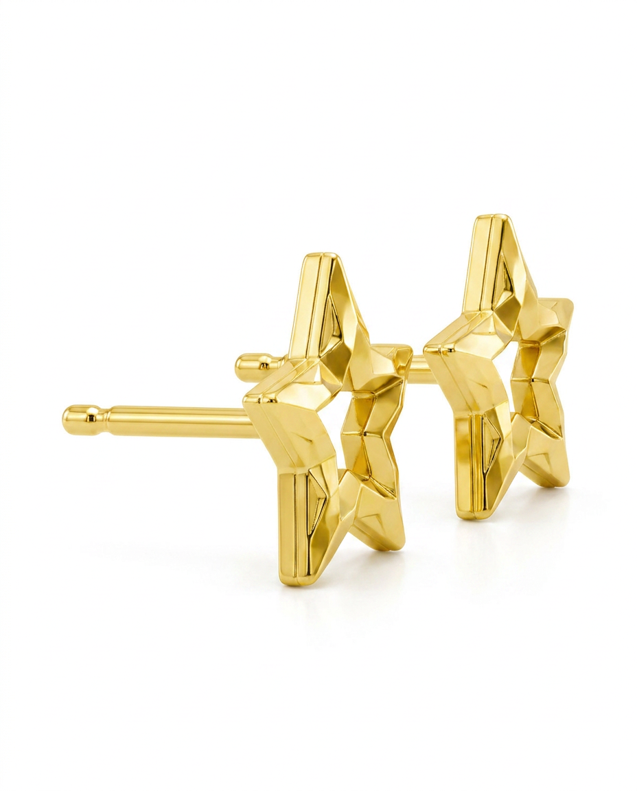 916 Gold Earrings Hollow Star