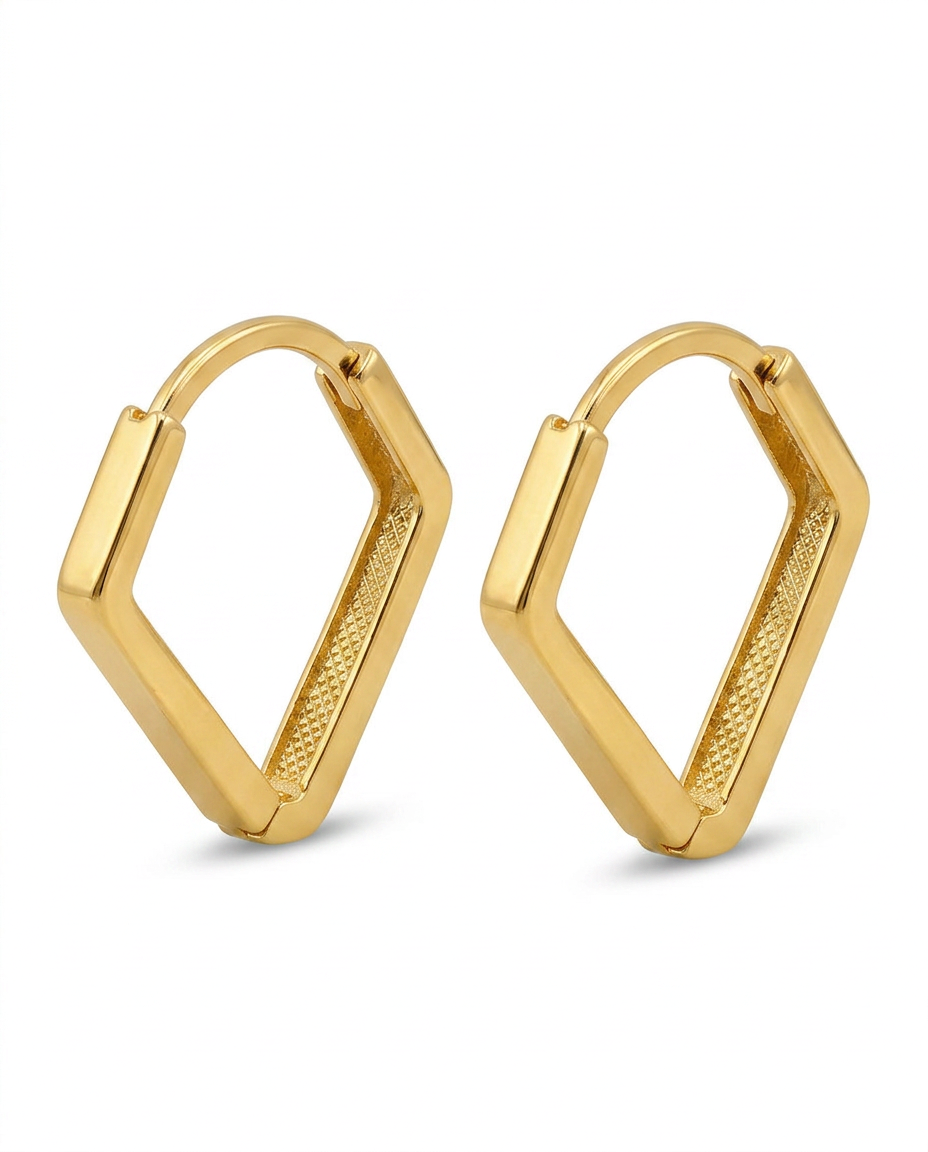 916 Gold Earrings Italy Diamond Hoops