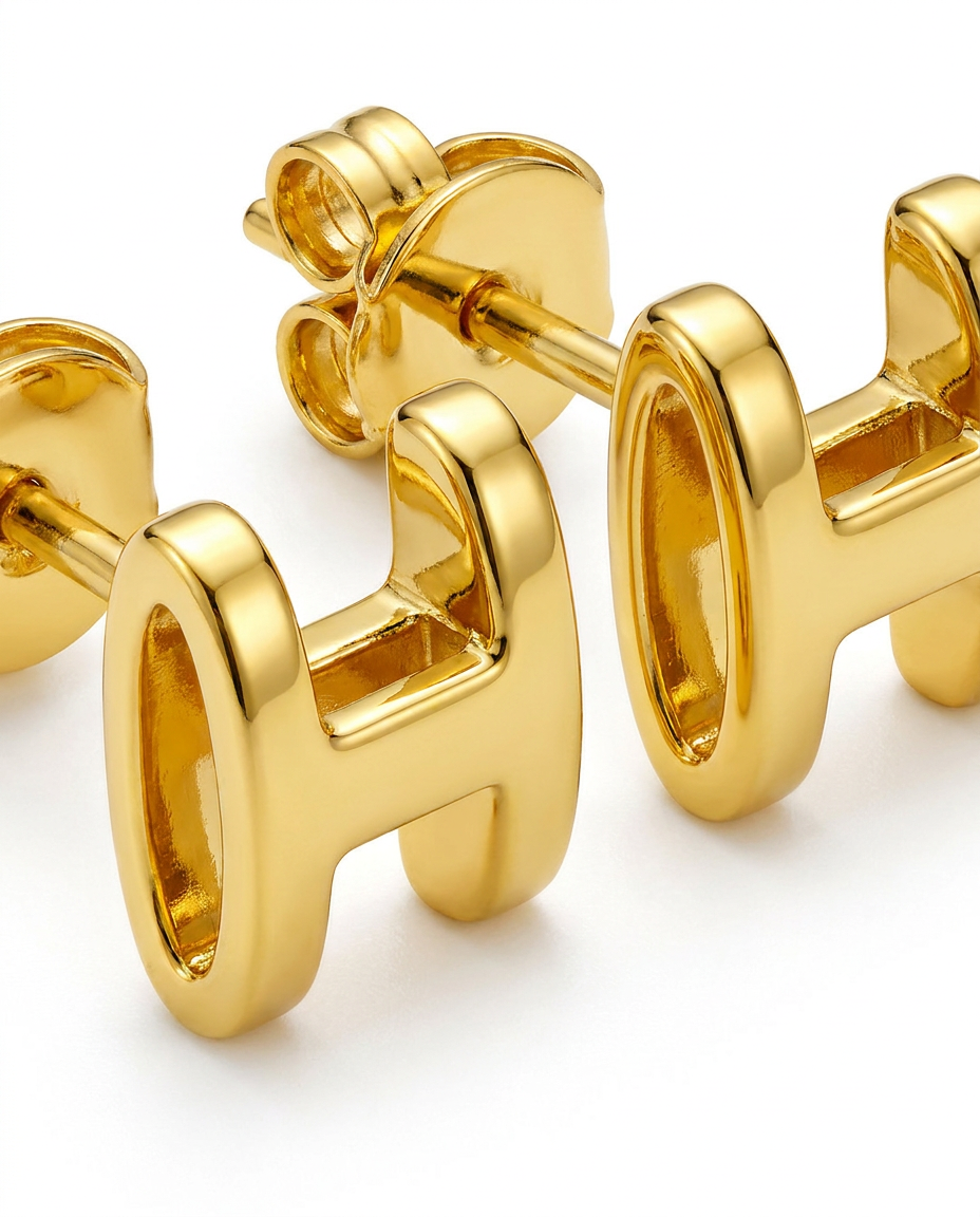 916 Gold Earrings Italy H