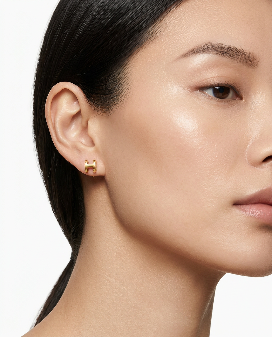 916 Gold Earrings Italy H