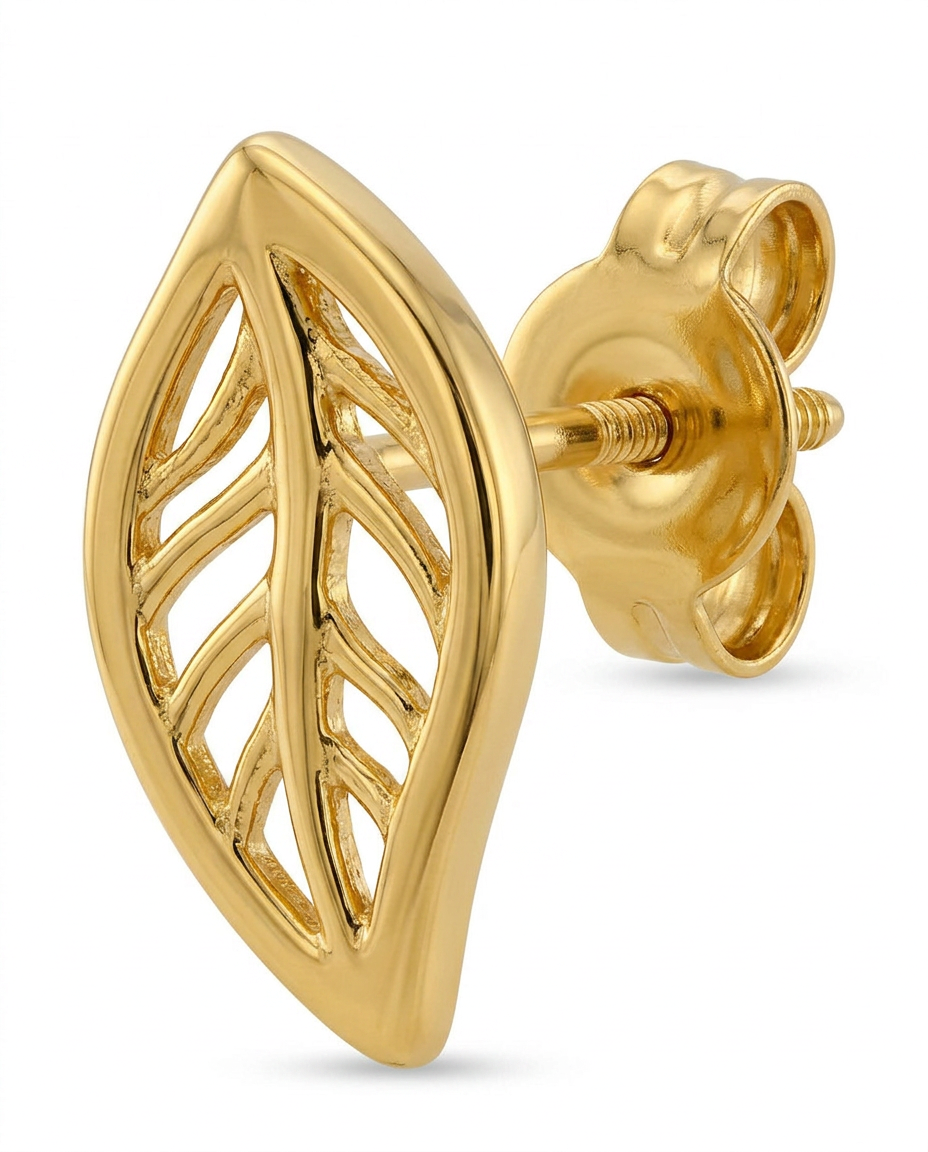 916 Gold Earrings Leaf
