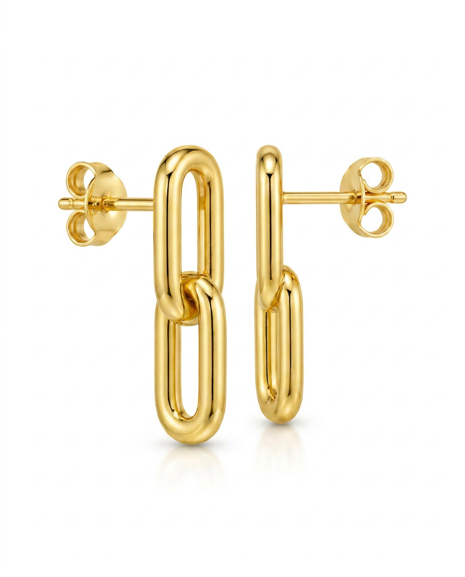 916 Gold Earrings Paper Clip
