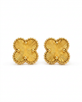 916 Gold Earrings Rainbow Clover Carved C