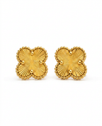 916 Gold Earrings Rainbow Clover Carved C