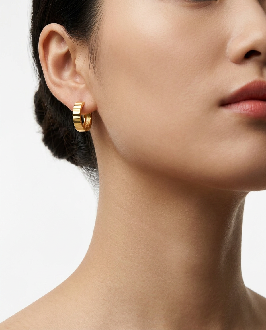 916 Gold Earrings Sculpt Arc