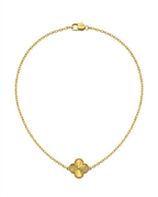 916 Gold Necklace 1 Clover Carved D S