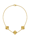 916 Gold Necklace 3 Clover Carved D S