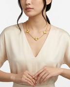 916 Gold Necklace 3 Clover Carved D S