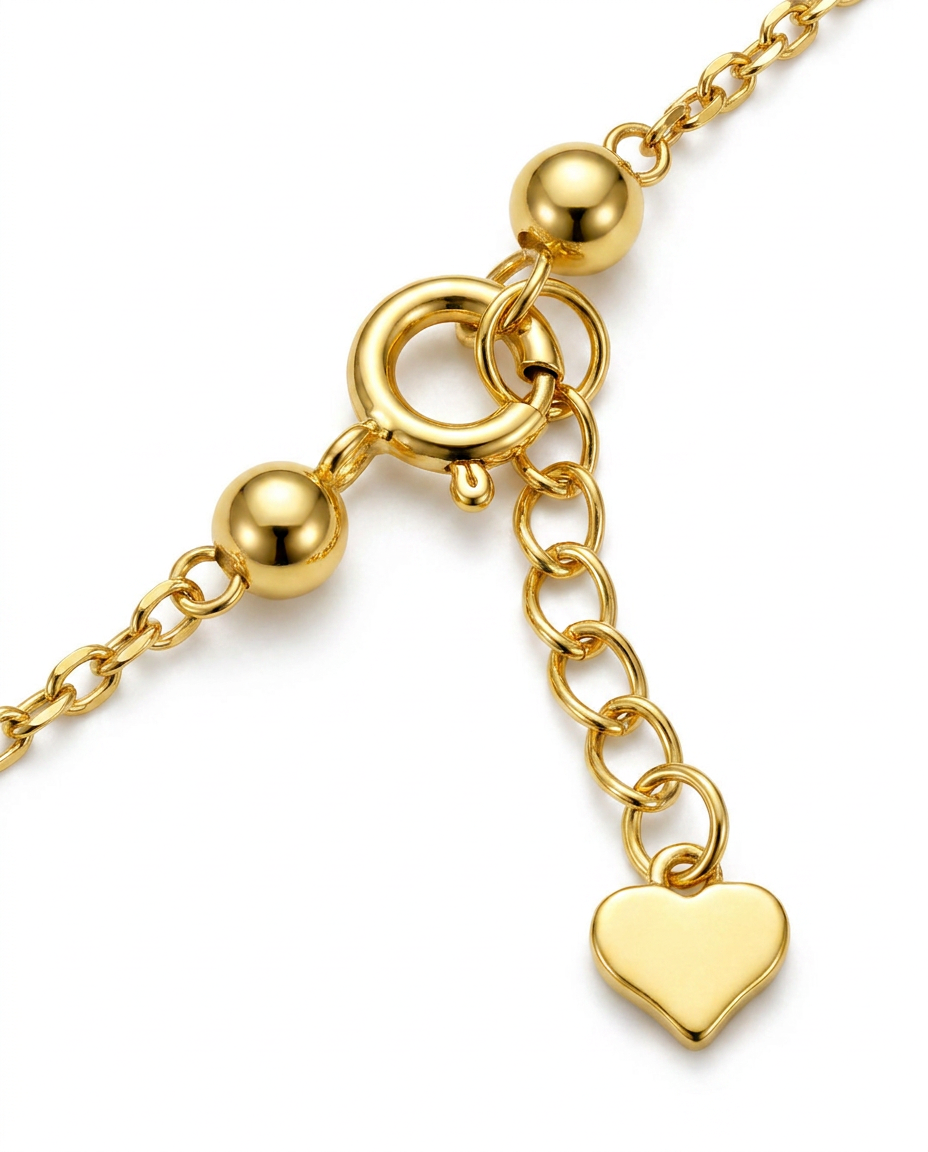916 Gold Necklace 3 Glitter Petals with Beads