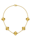 916 Gold Necklace 5 Clover Carved D S