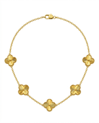 916 Gold Necklace 5 Clover Carved D S