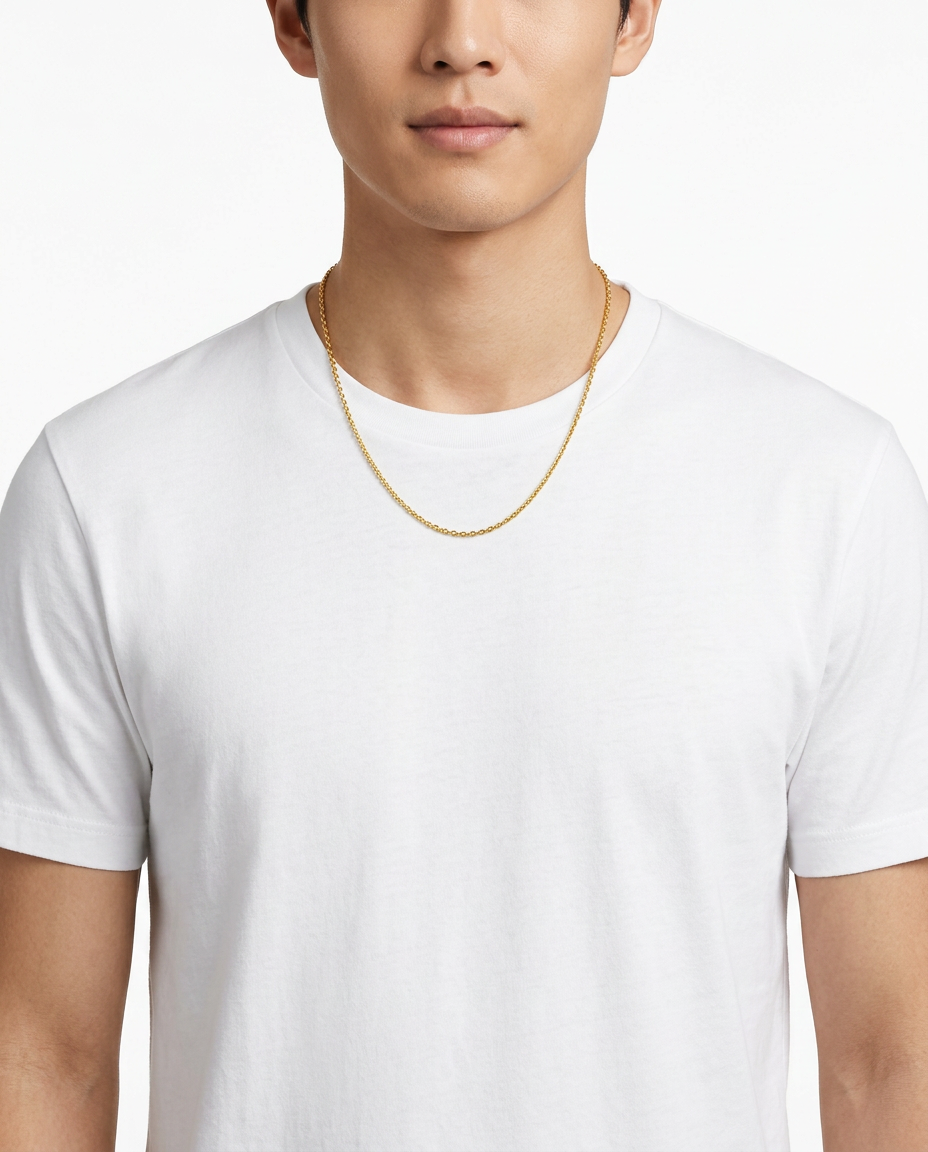 916 Gold Necklace Diamond Cut Cable