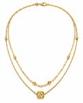916 Gold Necklace Dual Strand Glitter Bloom