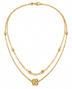 916 Gold Necklace Dual Strand Glitter Bloom