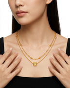 916 Gold Necklace Dual Strand Glitter Bloom