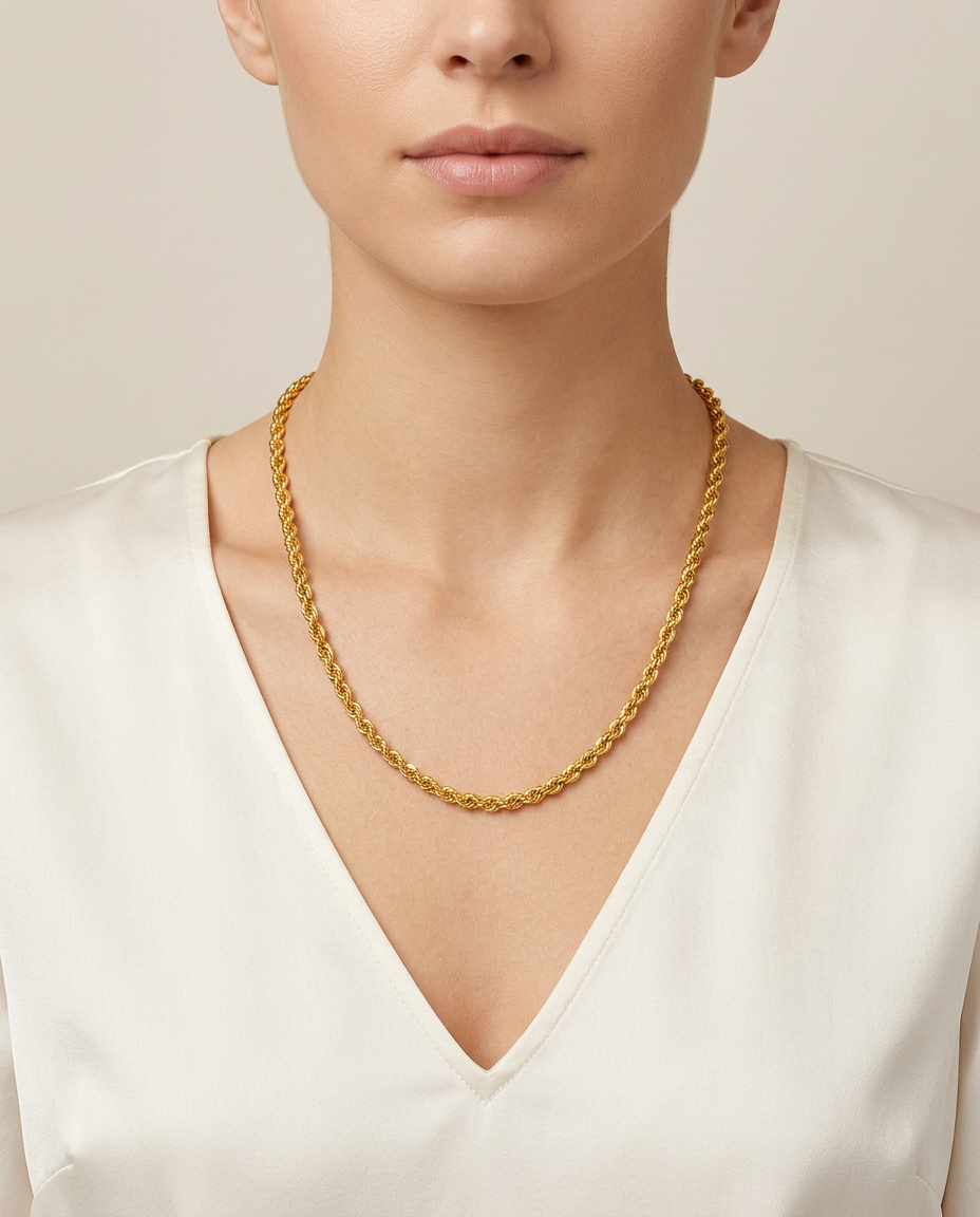 916 Gold Necklace Solid Rope