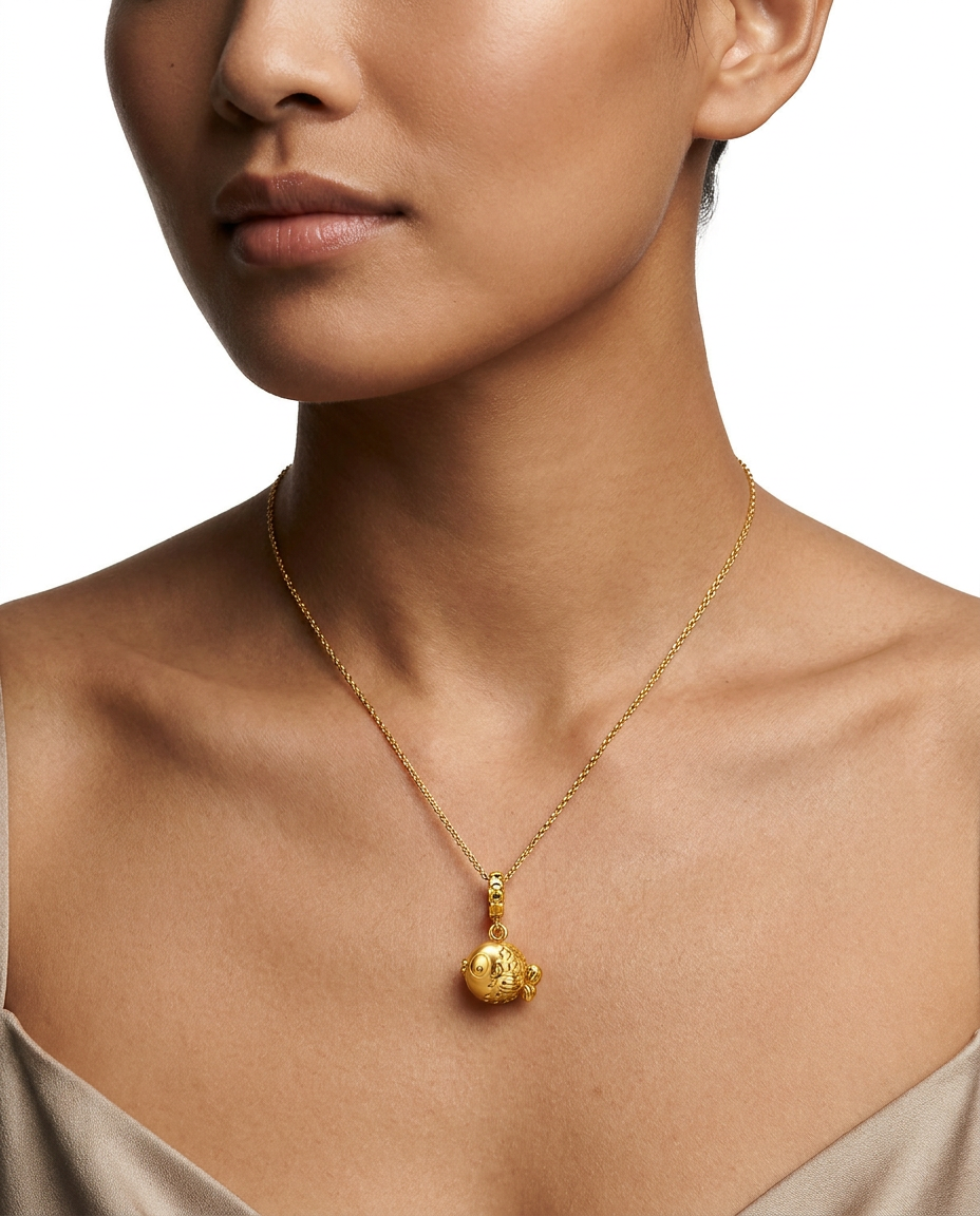 916 Gold Pendant Baby Fish