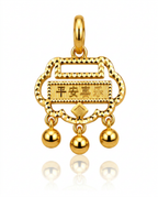 916 Gold Pendant Blessing Longevity Lock