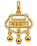 916 Gold Pendant Blessing Longevity Lock