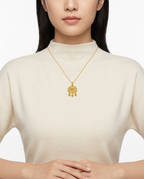 916 Gold Pendant Blessing Longevity Lock