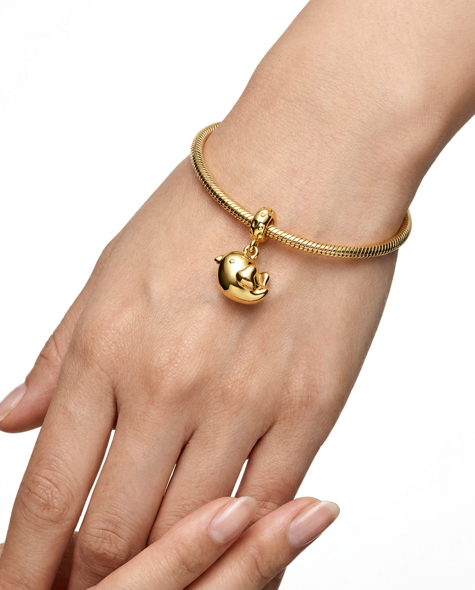 916 Gold Pendant Blue Bird
