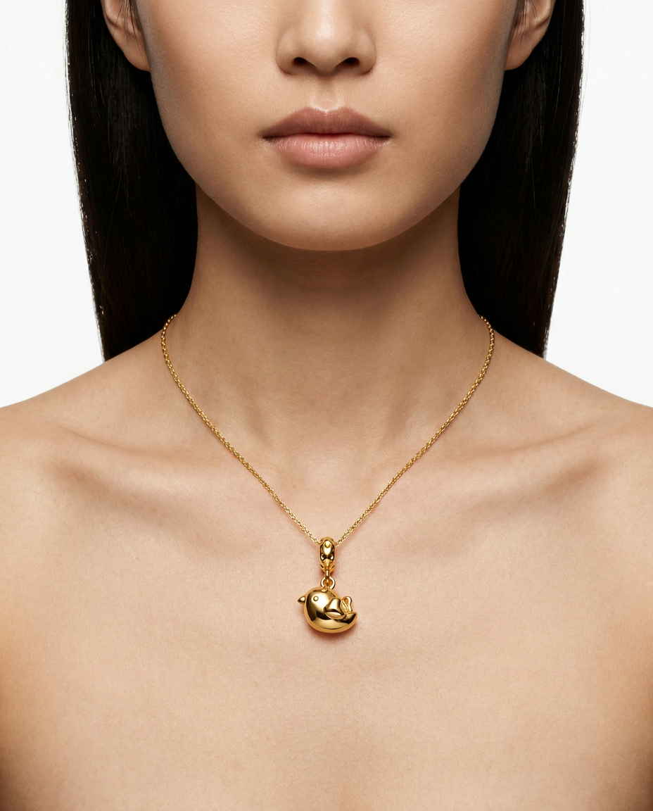 916 Gold Pendant Blue Bird