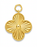 916 Gold Pendant Clover Carved D