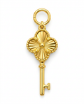 916 Gold Pendant Clover Key Carved
