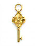 916 Gold Pendant Clover Key Carved
